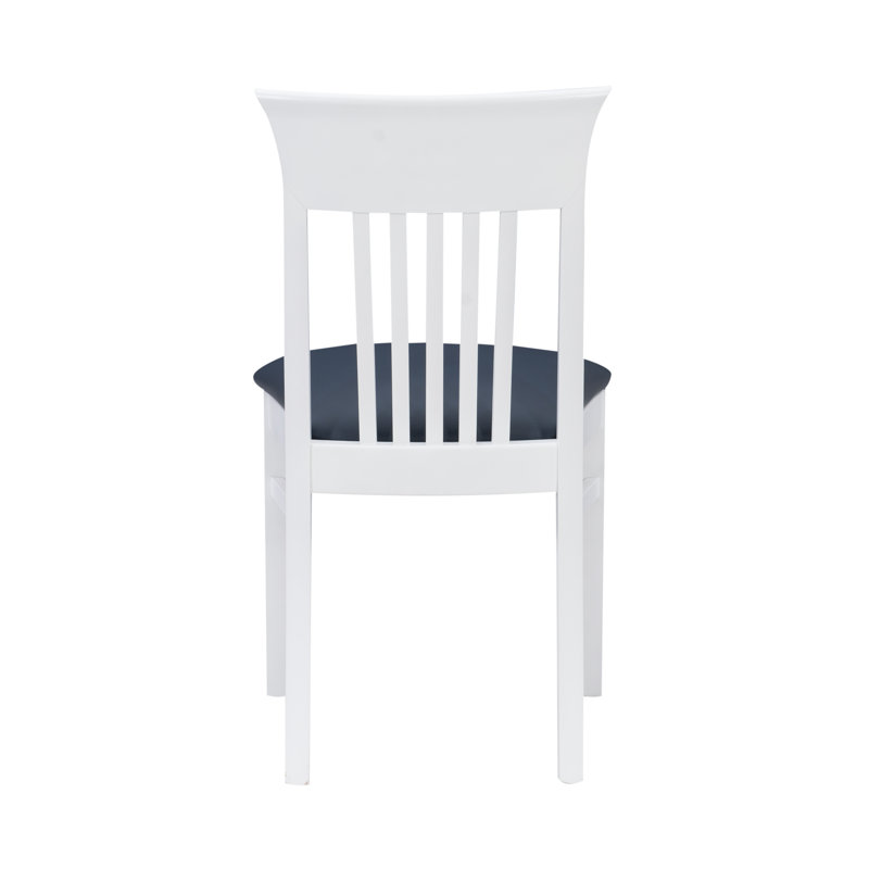 Coastal Cottage Charm White Faux Leather Dining Chairs, Set of 2