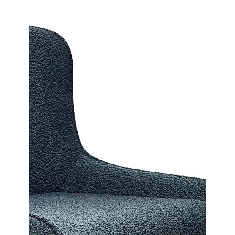 RUBENS UPHOLSTERED BARSTOOL - BOUCLE FABRIC - BLACK SAND POWDER COATED LEGS (PAIR), Blue