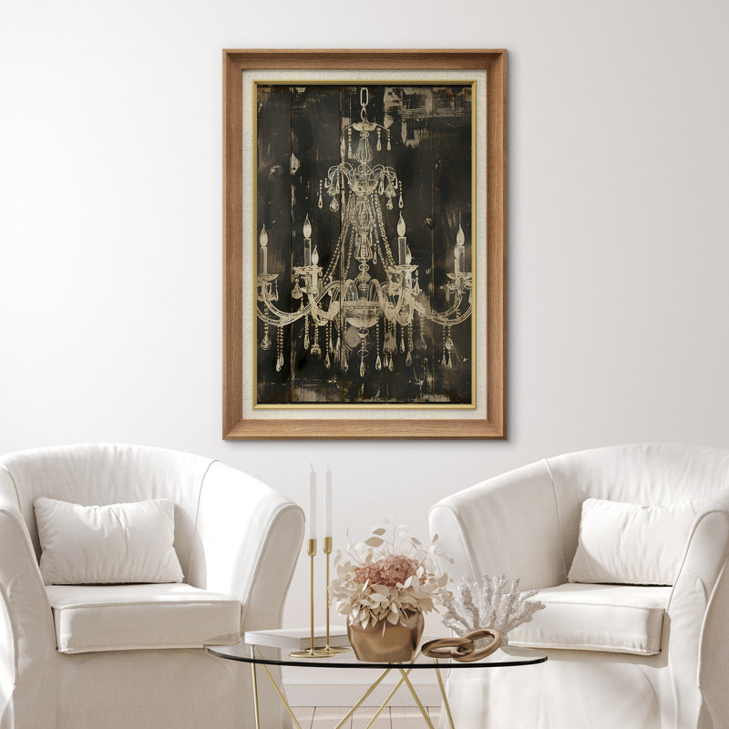 Lustre en cristal rétro, impression sur papier encadrée, H 36 po x l 26 po x P 1,5 po, Cadre naturel de qualité supérieure