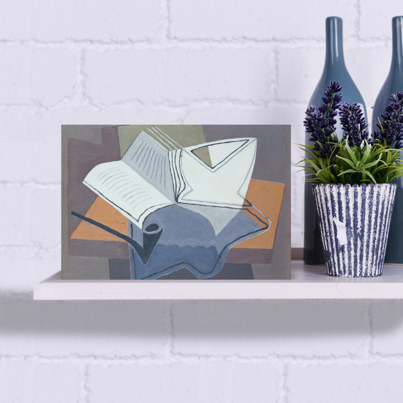 The Pipe And The Open Book, 1926 Abstract Contemporary Wall Art Print by Juan Gris - Wrapped Canvas Print