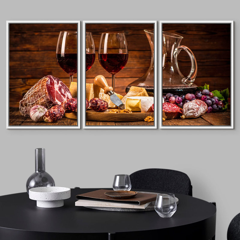 Charcuterie, plateau, vin, Smorgasbord, boissons, nourriture, photographie, décor, contemporain, Cadre flottant blanc