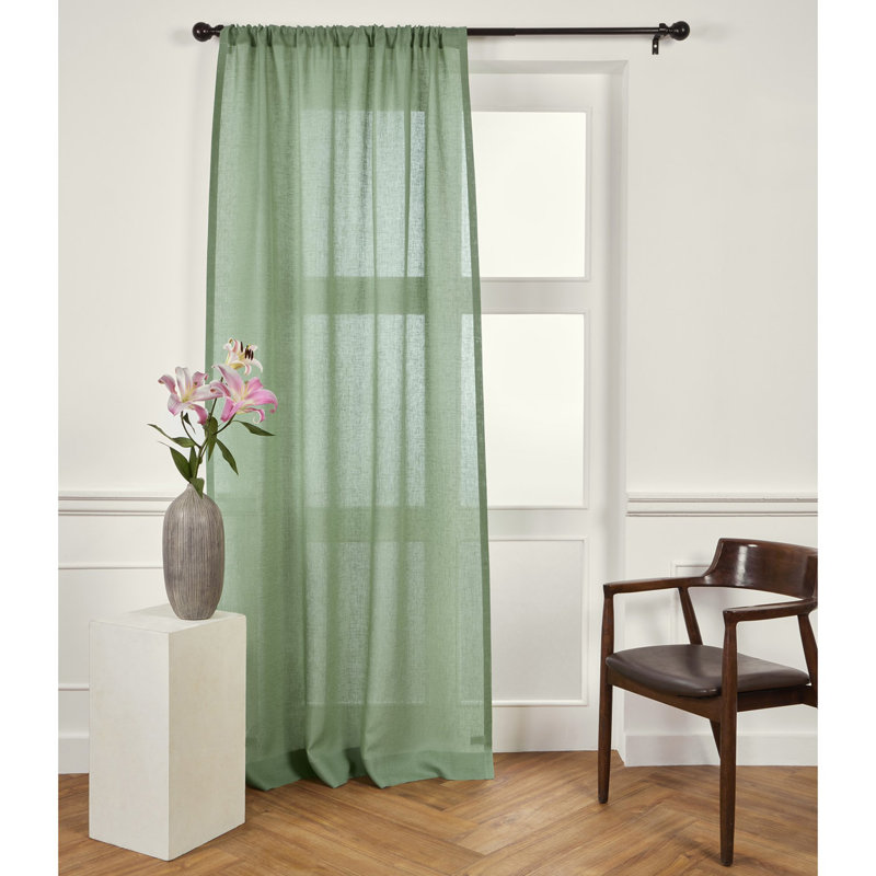 Sheer Curtain with Rod Pocket, 52" W x 84" L, Aspen Green