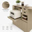 Comptoir de cuisine extensible et support à micro-ondes de 99 à 170 cm, table pour îlot à grain de bois avec rangement pour tiroir, séparateur de pièce pour le salon