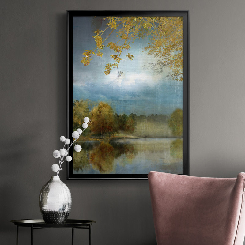 Golden Leaves - Peinture sur toile encadrée, Noir, H 26,5 po x l 36,5 po x P 1,5 po
