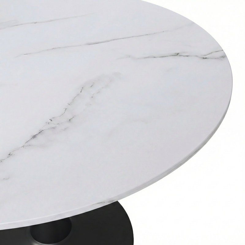 Table de salle à manger Haefner, Blanc marbré