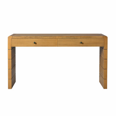 Trexm Curved Wooden Console Table – Rustic Entryway Table With 2 Drawers For Hallway, Living Room, Or Foyer. by Latitude Run