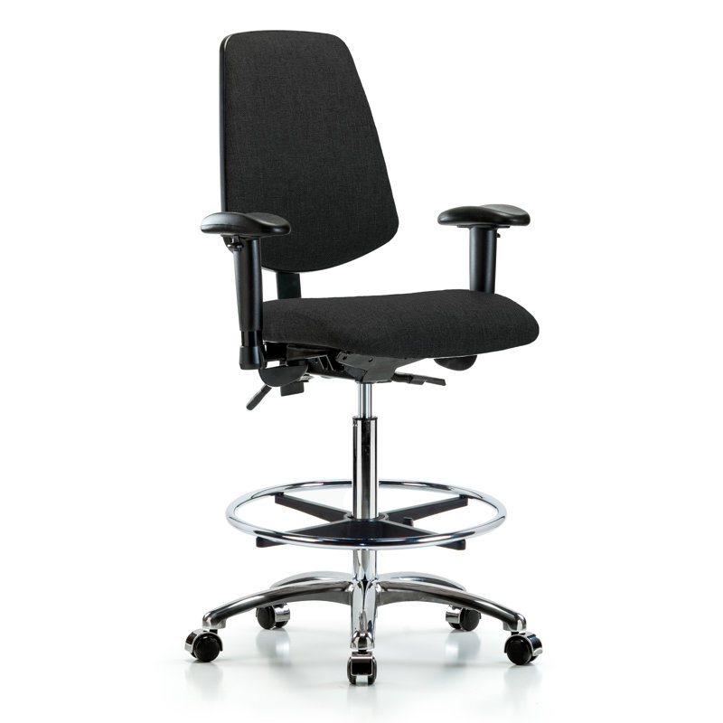 Fauteuil en tissu chromé - FHBCH sans inclinaison, Oui, Noir, Roulettes
