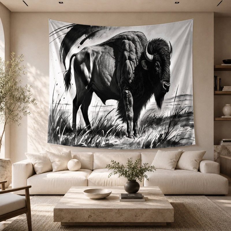 Tapisserie murale Wildlife Bison, 68 po x 80 po