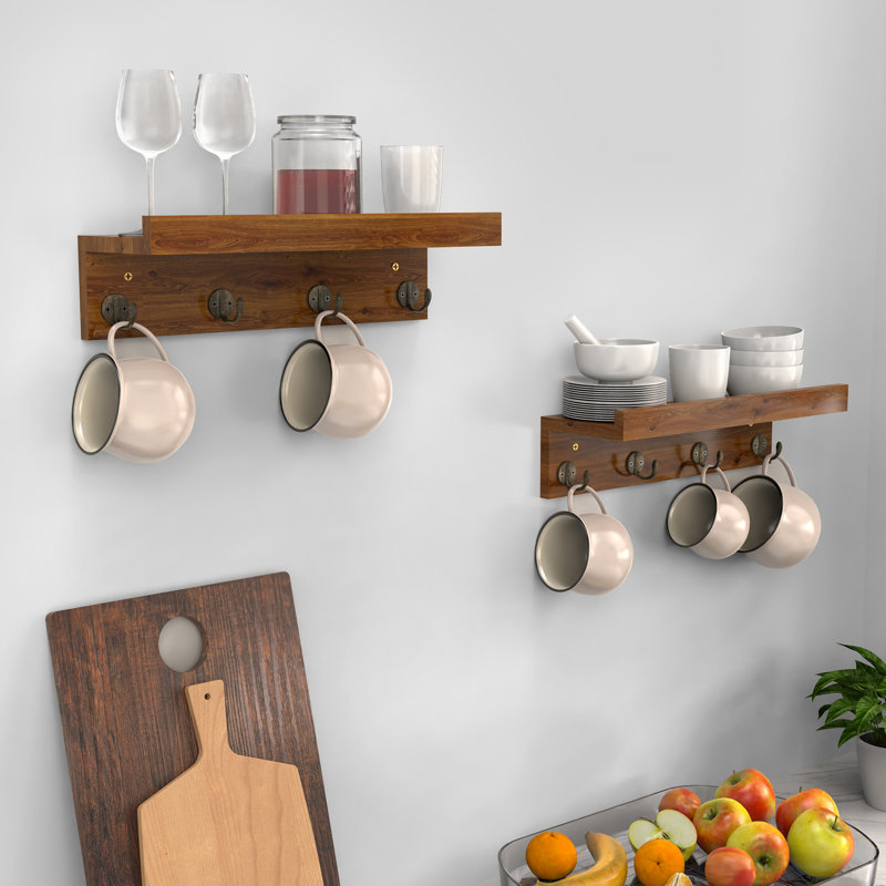 Asavira Solid Wood Wall Organizer with Key Hooks
