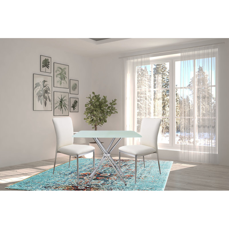 Table carrée 36 "en verre trempé givré