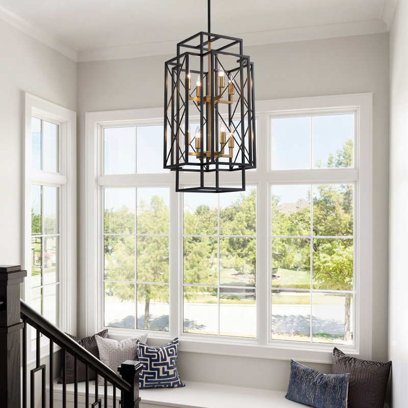 8 - Light Dimmable Lantern Square / Rectangle Chandelier For Dining Room Living Room
