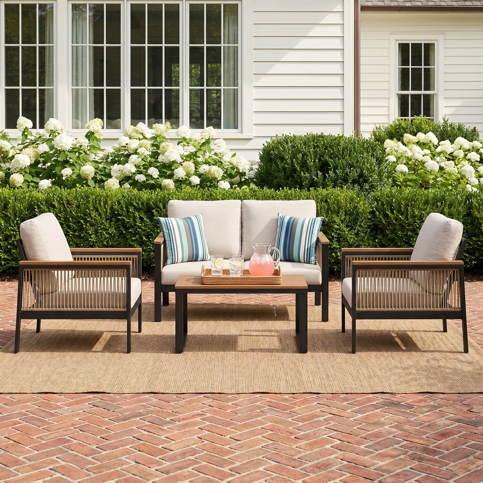 Townsend 4-Person Sunbrella® Patio Seating Group, Canvas Black