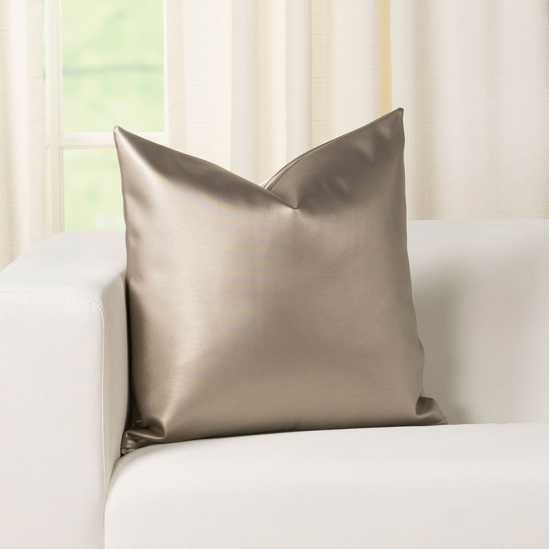 Pewter Gray Faux Leather Square Throw Pillow