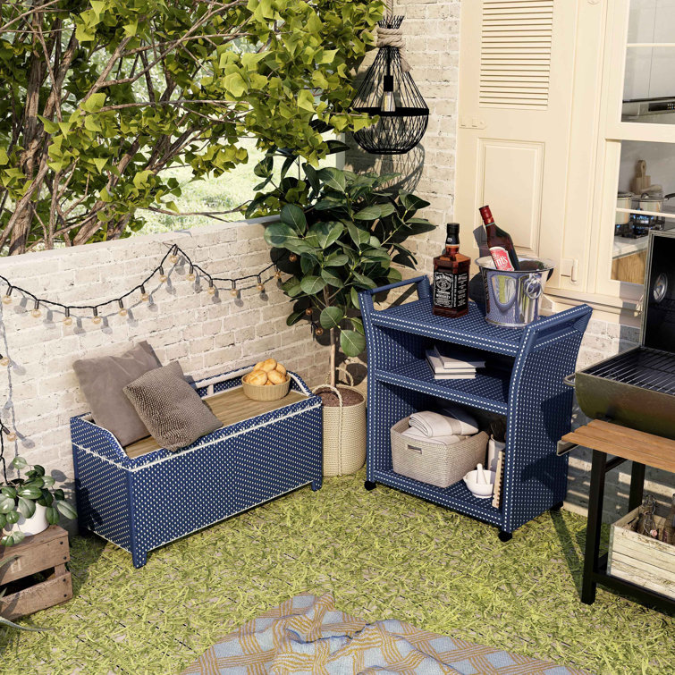 Asheley Wicker Storage Bench with Serving Cart