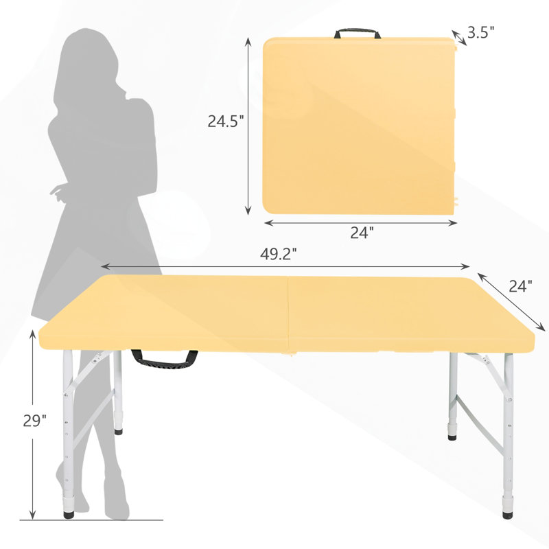 Table pliante portative de 4 pi pour une utilisation intérieure et extérieure, poids maximum 135 kg, facile à plier et à transporter, idéale pour le camping et les événements