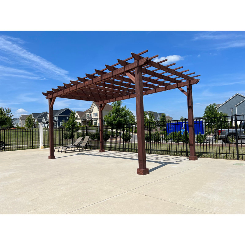 Best Redwood 18ft x 18ft Natural Wood Farmhouse Pergola