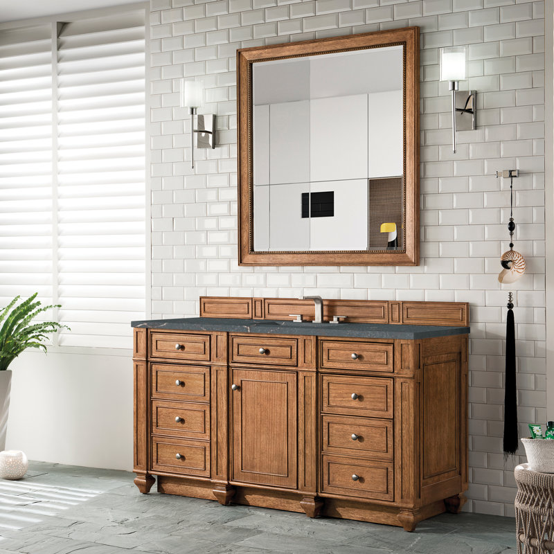 Bristol 60 in. Single Vanity, Saddle Brown, Parisien Bleu
