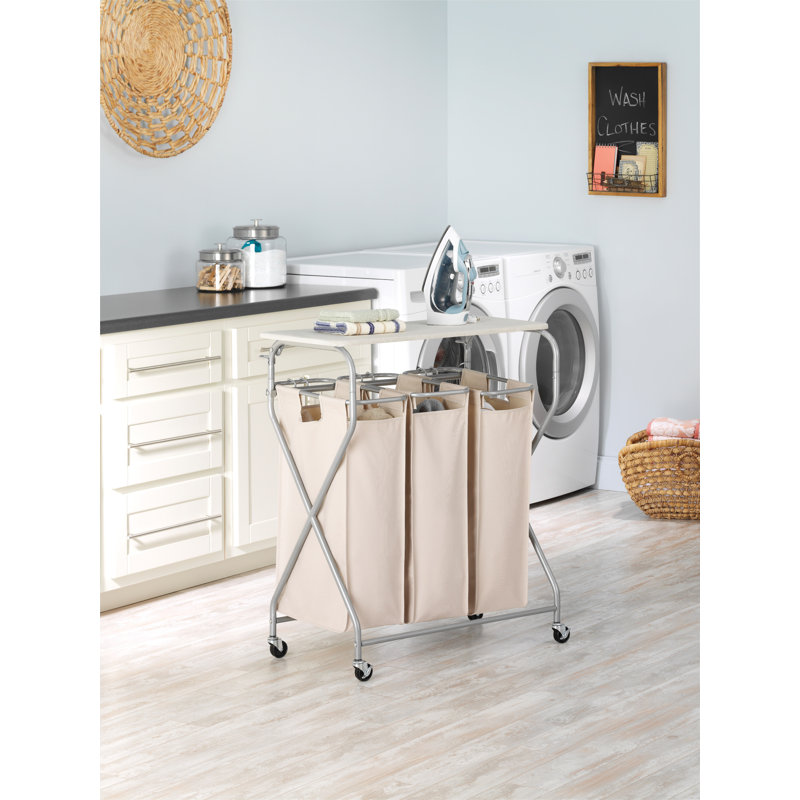 Canvas Rolling Laundry Center with Handles