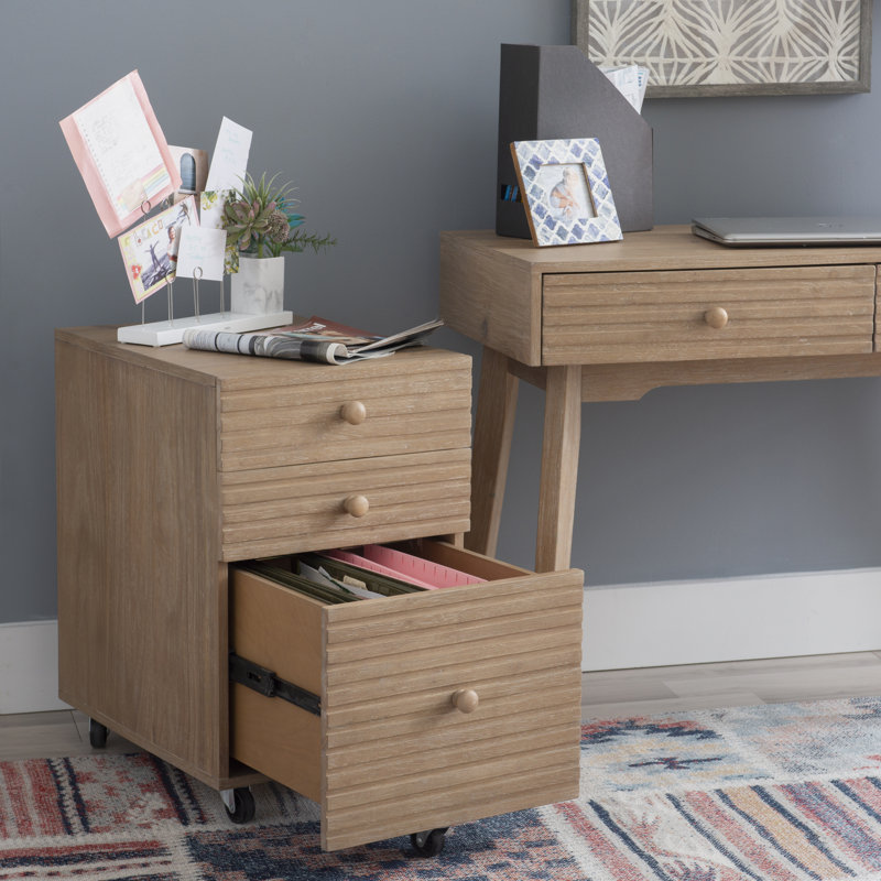 Derrione 15.5 " Wide 3 Vertical Filing Cabinet, Natural