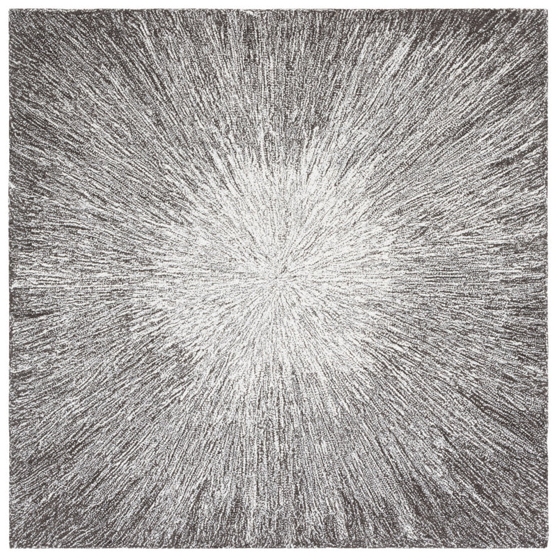 Tapis gris anthracite / gris en laine touffeté à la main Doud, Carré 5 pi