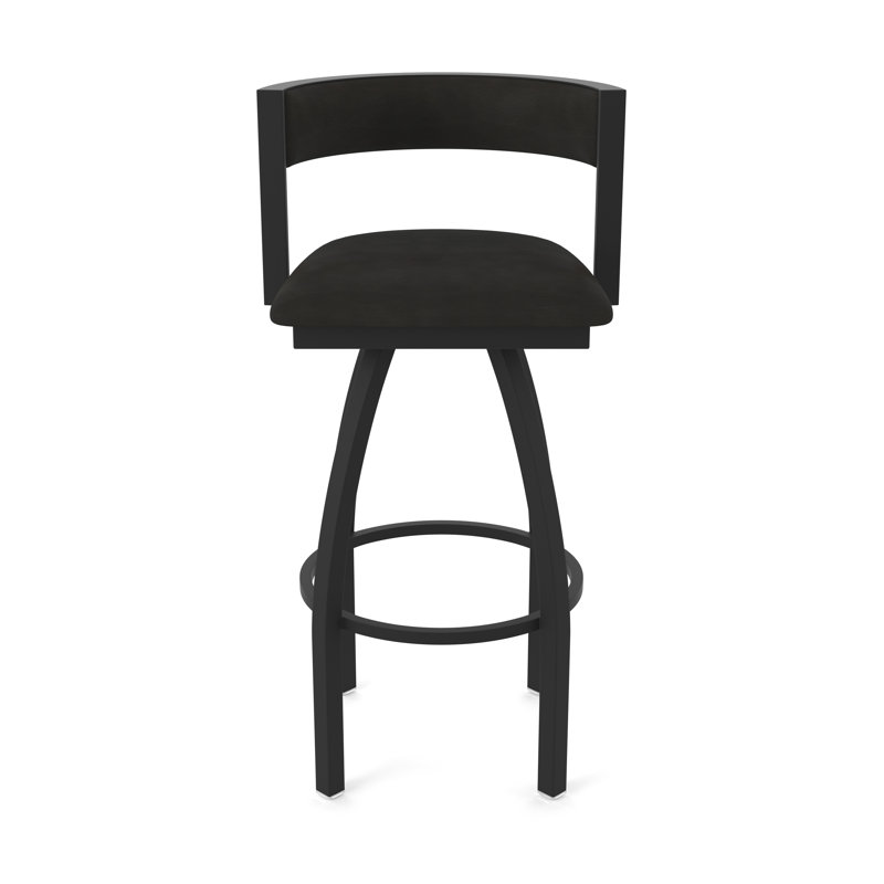 Tabouret Artémis, Noir froissé, Tabouret de bar (siège d'une hauteur de 30 po), Vinyle - espresso Canter