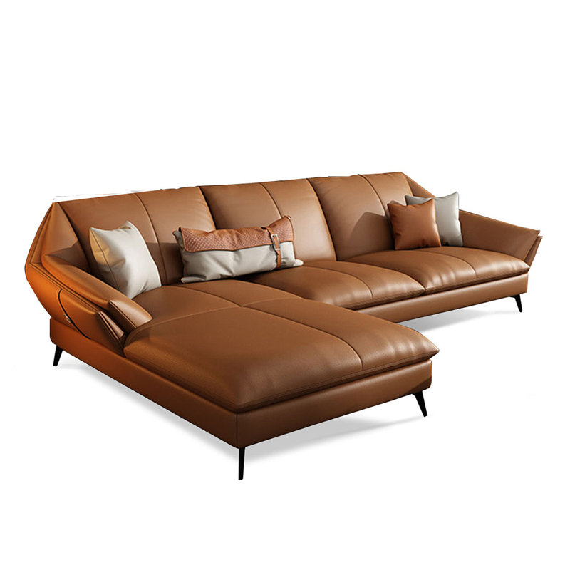 Canapé modulaire 2 pièces rembourré, Orange, H 32,68 po x l 112,2 po x P 70,08 po, Orienté à gauche (vu de face)