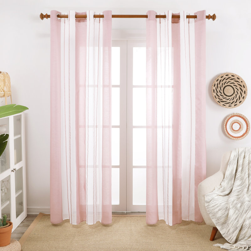 Dearious Sheer Curtain Pair, Pink, Width 140 x Drop 183 cm