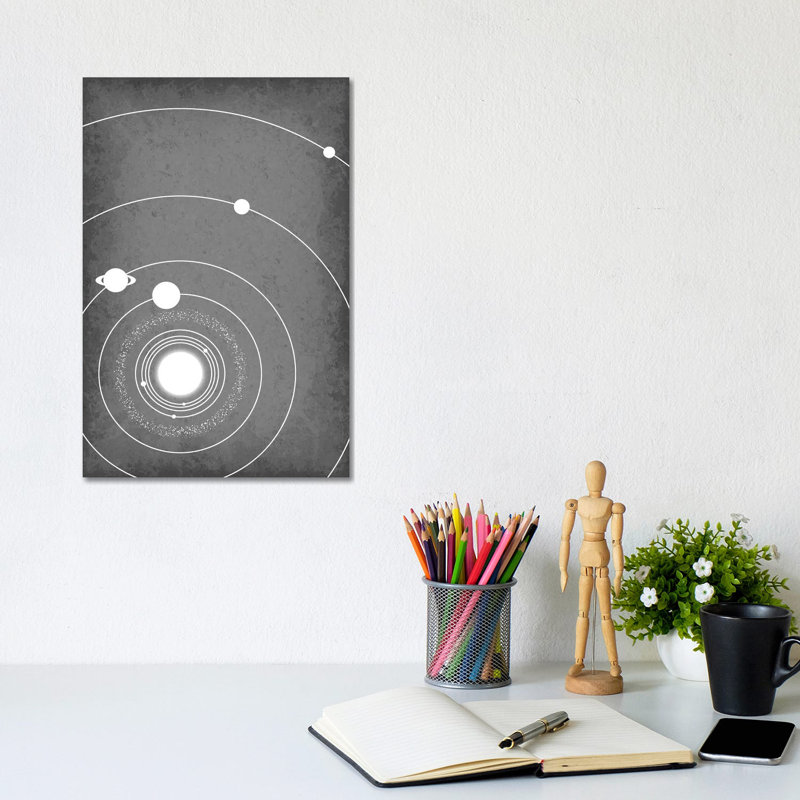 Minimalist Solar System III - Wrapped Canvas Print, 20.32 cm H x 30.48 cm W