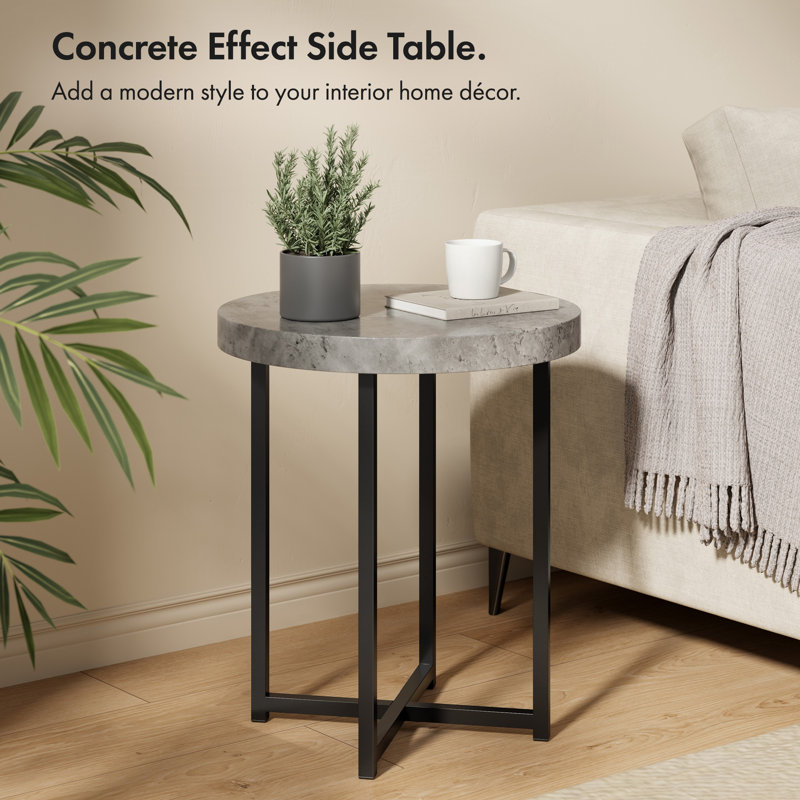 Grey Round Concrete Effect Side Table