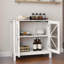 Rustic Style Kitchen Cabinet with Double Glass Doors and Ample Storage, Perfect for Organized and Stylish Home Décor