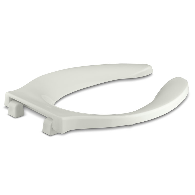 Stronghold Elongated Toilet Seat with Integrated Handle and Check Hinge, White