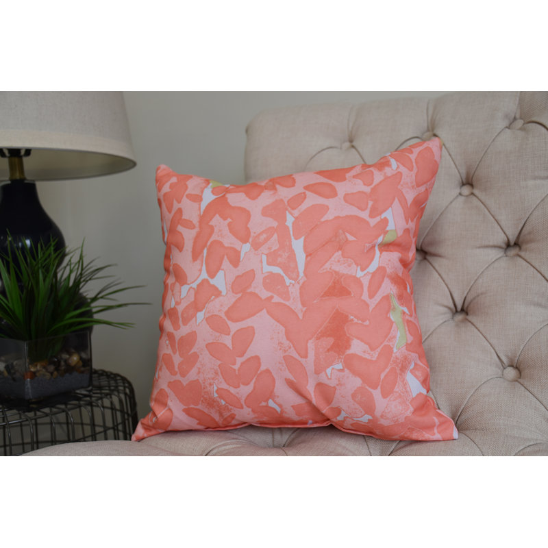 Housse et insert de coussin carré fleur, 20 po x 20 po, Corail, Extérieur
