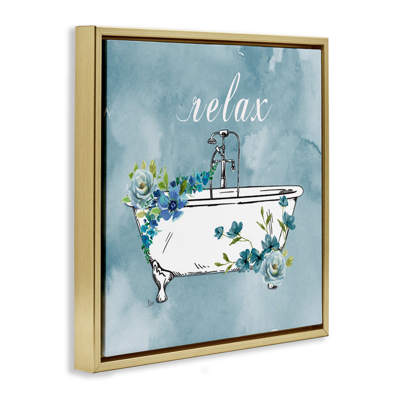 Cadre floral Floral Relax Rules, design par Nan, Cadre flottant métallique doré, H 18 po x l 18 po