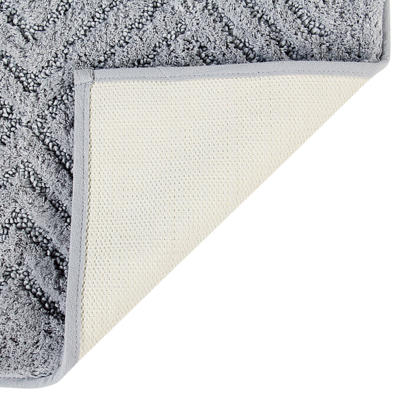 Tapis de salle de bain en polyester de luxe Krikorian, Argent, Rectangle 20 po x 30 po