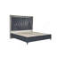 Grand lit tapissier contemporain avec rangement pratique et velours en tissu d'ameublement hydraulique gris minuit