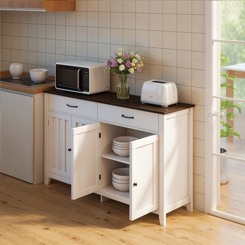 55.1" Sideboard, White/Brown