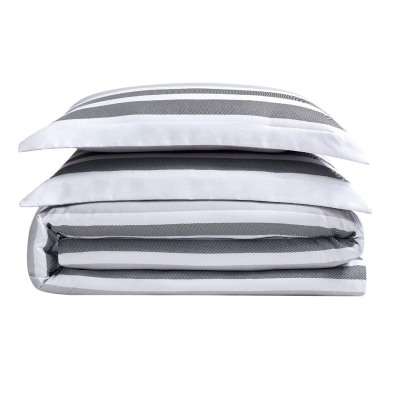 Polyester Striped Duvet Cover, Full/Queen Duvet Cover + 2 Shams