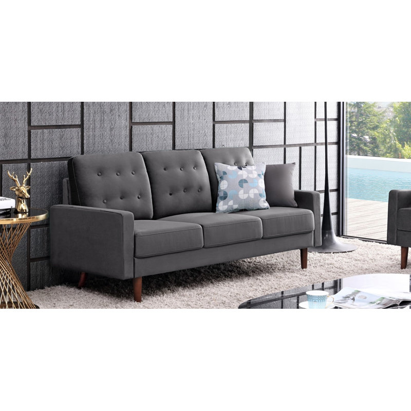 Kelleher 72'' Velvet Sofa, Gray Velvet