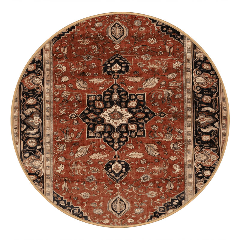 Tapis brun lavable à la machine, Rond 3 pi