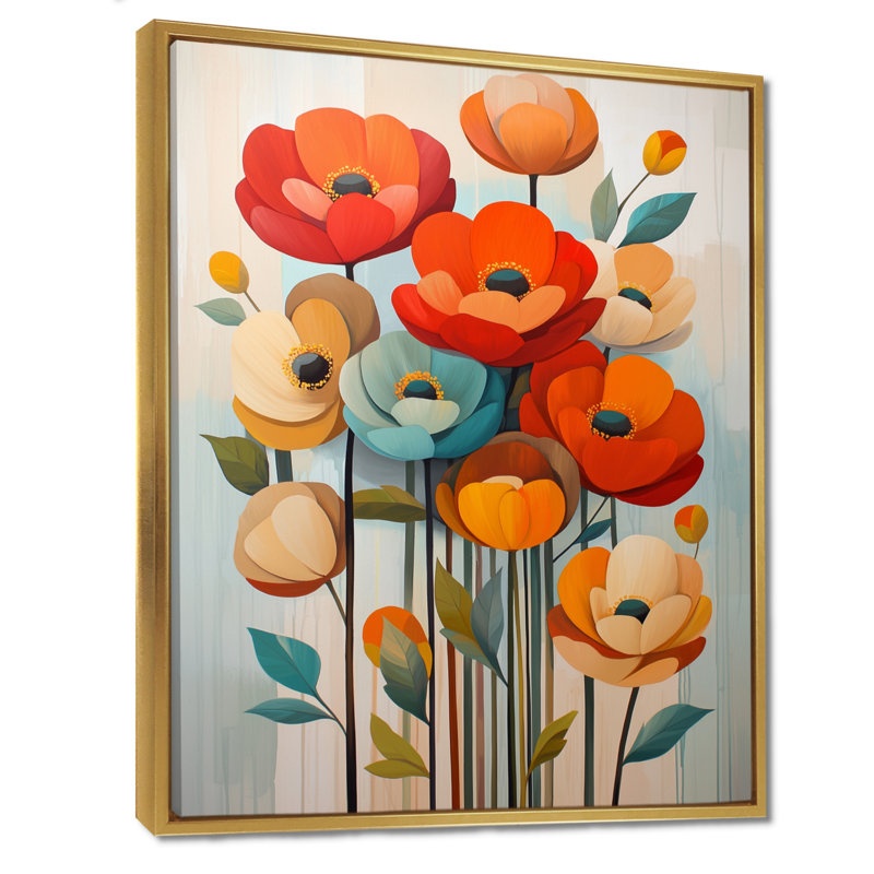«Vibrant Garden of Ranunculus Flowers IV» - art mural Renoncule, H 20 po x l 12 po, Impression encadrée sans passe-partout