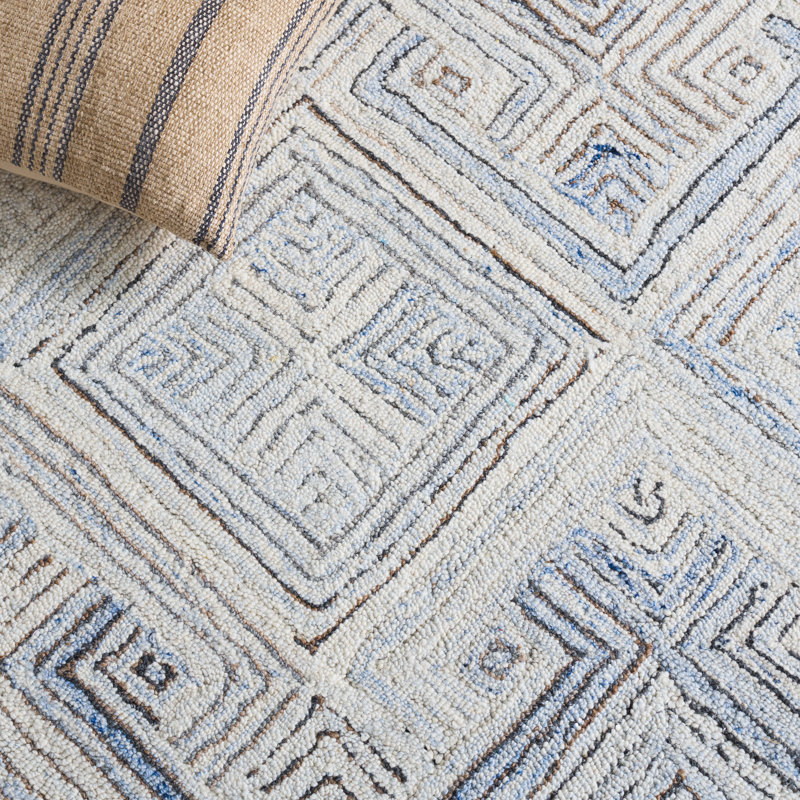 Micro-Loop 957 Hand Tufted Wool Pile Geometric Rug, Rectangle 9' x 12'