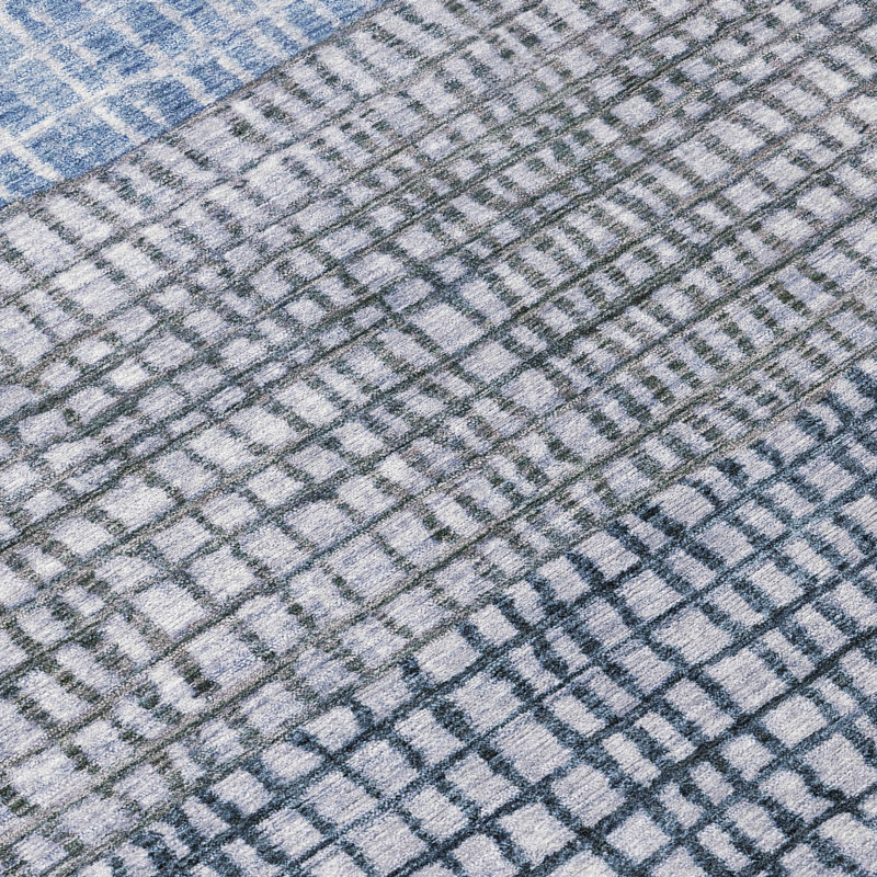 Machine Washable Indoor/Outdoor Xhevrie Blue Rug, Rectangle 10' x 14'