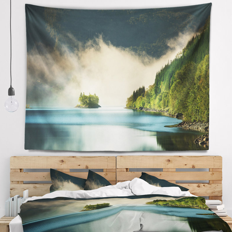 Paysage, magnifique lac, tapisserie par Green Mountains, H 32 po x l 39 po