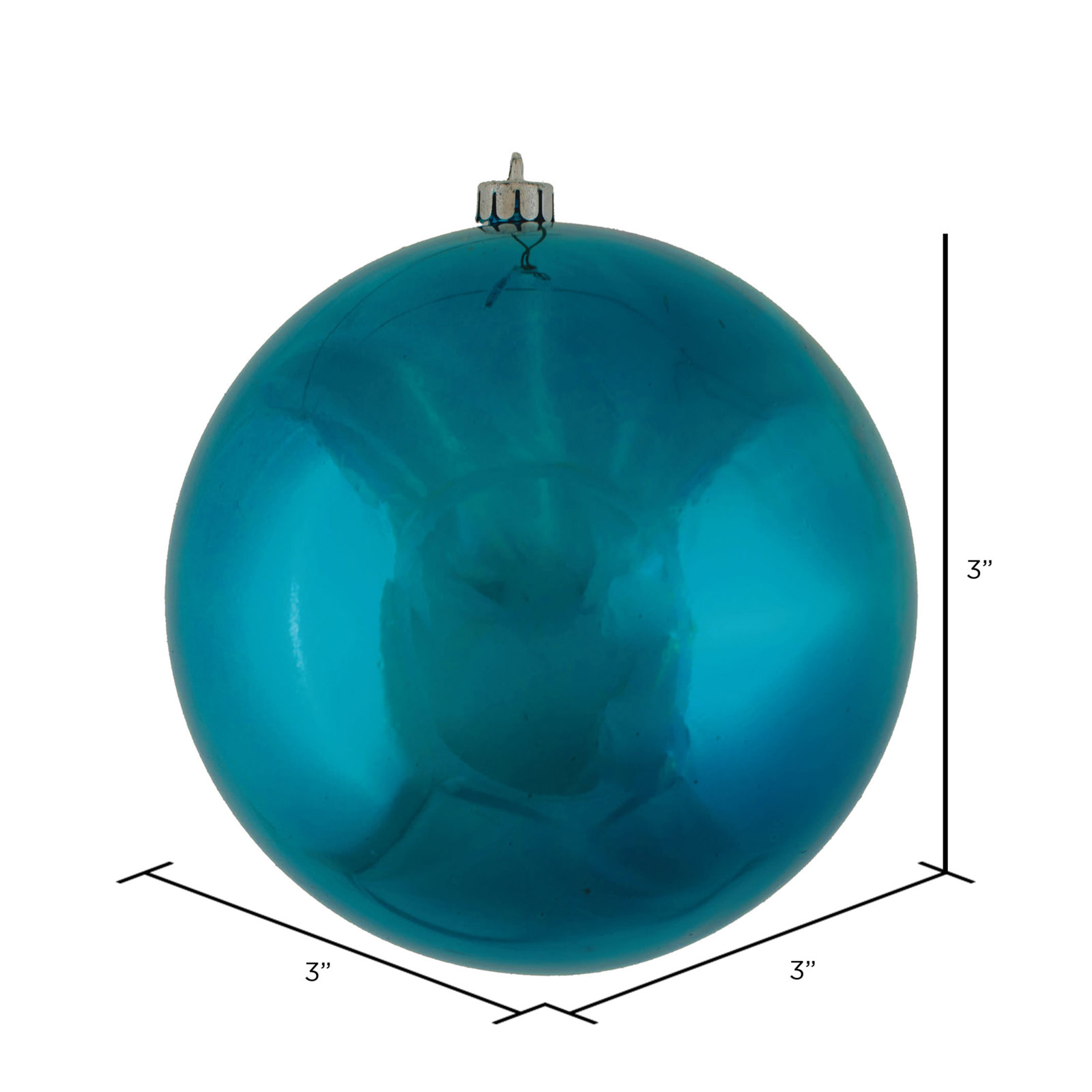 Holiday Décor Ball Ornament, Shiny Sea Blue, 3" H x 3" W x 3" D