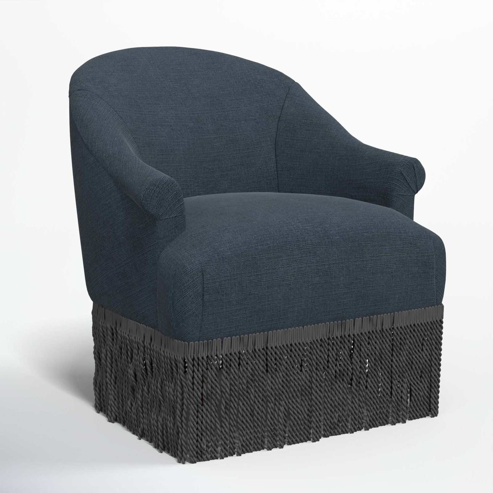 Callie Wingback Chair, Black, Classic Navy Linen