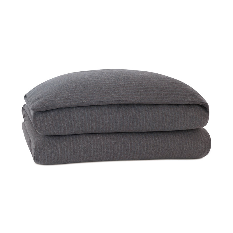 Pattinson Gray 100% Cotton Striped Duvet Cover, Twin Duvet Cover