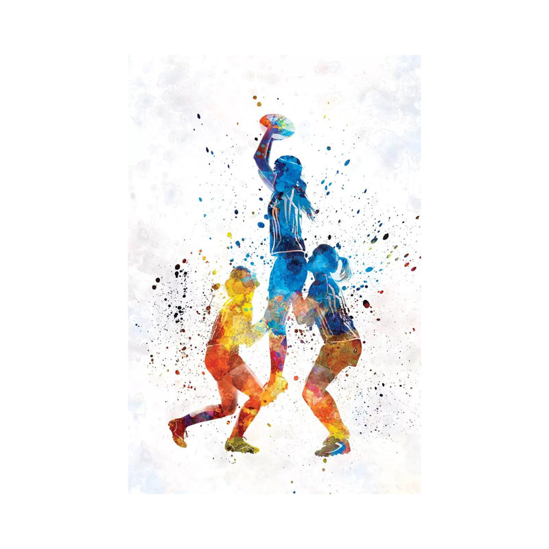 Rugby Women in Watercolor I 1 Piece Wrapped Canvas Painting, 30.48 cm H x 45.72 cm W