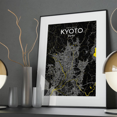 Kyoto City Map In Times - No Frame Print
