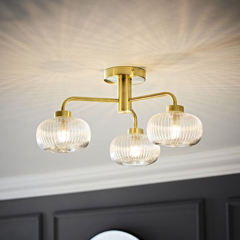 Abigahil Glass Semi Flush Mount, Yes, Gold, Clear