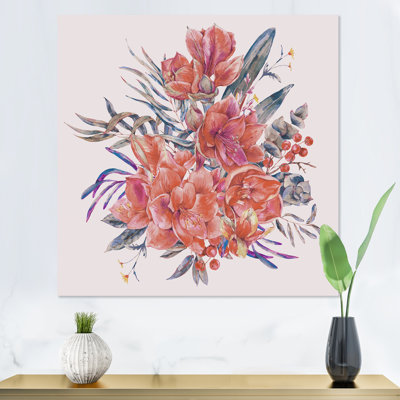 " Bouquet Of Red Amaryllis Flowers " Painting Print